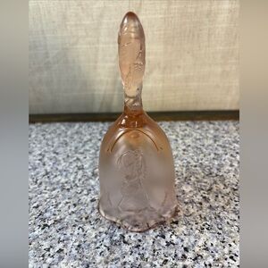 Fenton Pink Tint Glass Bell “Now I Lay me Down to Sleep" Girl Praying 6.25"